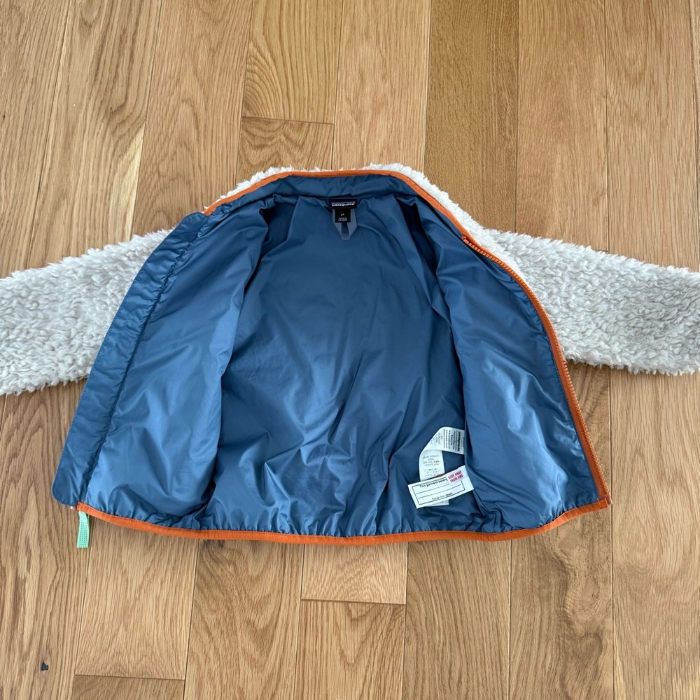 Patagonia Kids Fleece Jacket - Cream and Orange - Picture 4 of 5